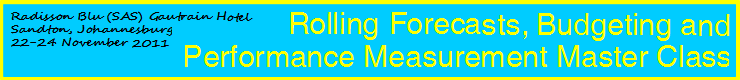 Rolling Forecasts, Budgeting and Performance Measurement Master Class